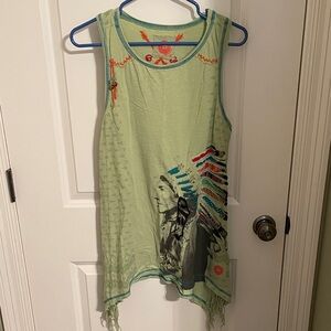 Double D Ranch Light Green Tank with Native Design